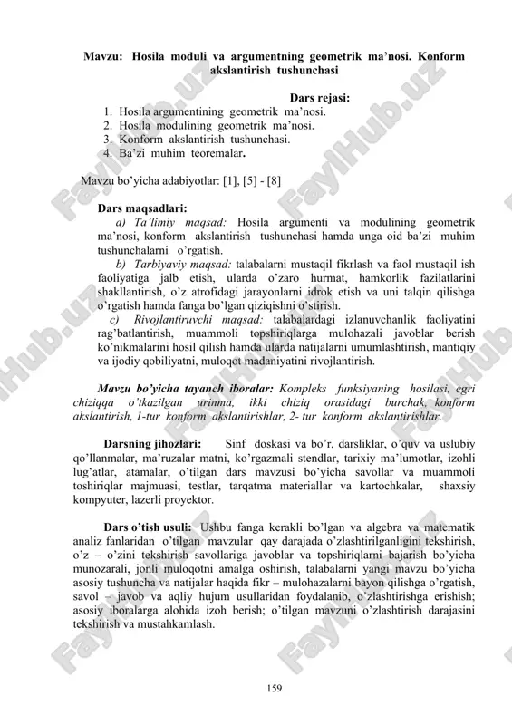 hosila moduli va argumentning geometrik ma’nosi — DOC