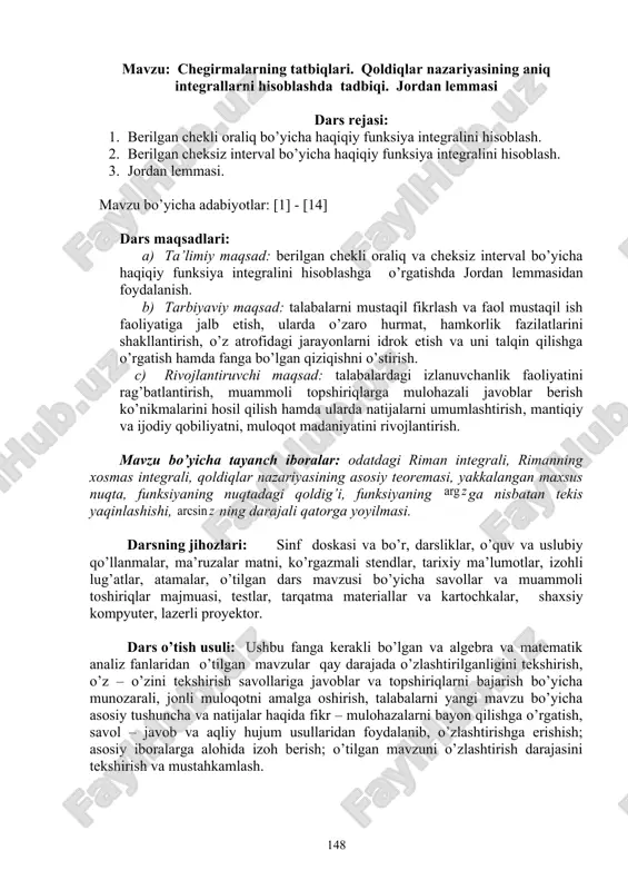 chegirmalarning tatbiqlari. qoldiqlar nazariyasining aniq integrallarni — DOC