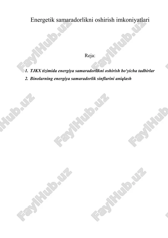 energetik samaradorlikni oshirish imkoniyatlari — DOC