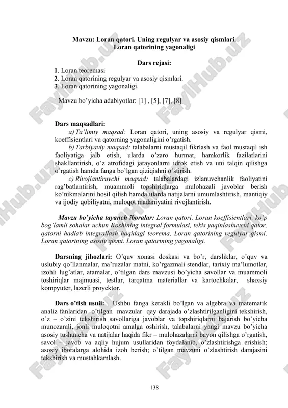 loran qatori. uning regulyar va asosiy qismlar — DOC