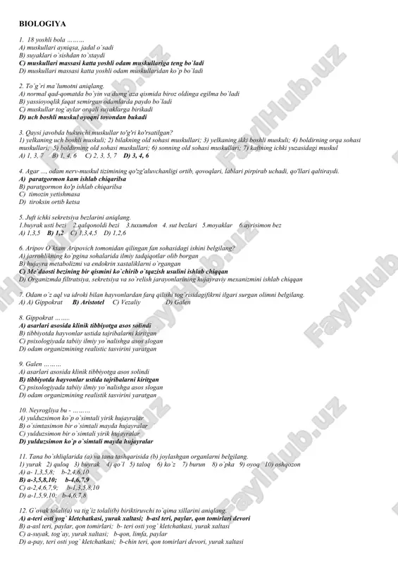 biologiya dtm 1000 talik javobi — DOCX