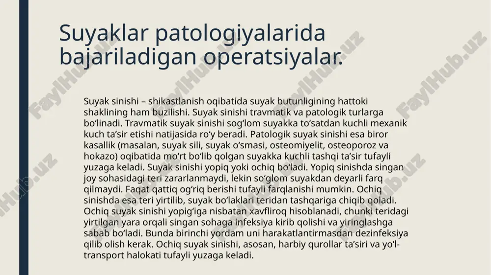suyaklar patologiyalari operatsiyalar — PPTX