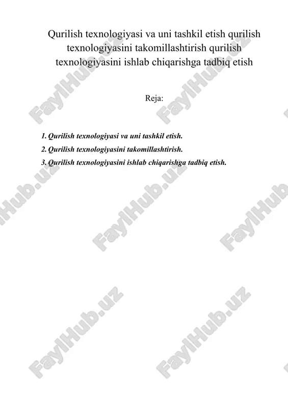 qurilish texnologiyasi — DOC