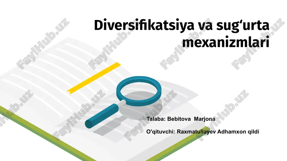 diversifikatsiya va sug‘urta mexanizmlari — PPTX