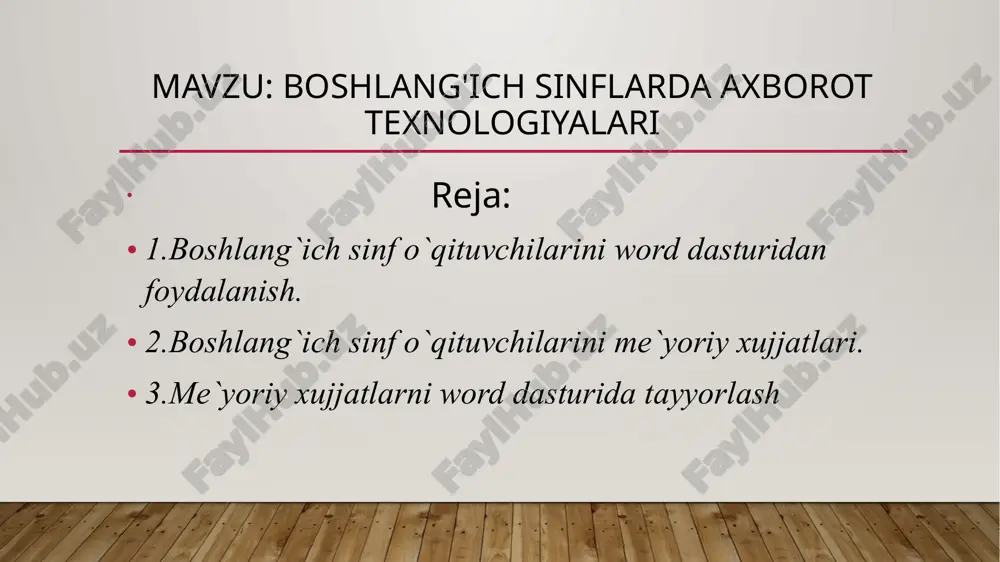 boshlang'ich sinflarda axborot texnologiyalari — PPTX