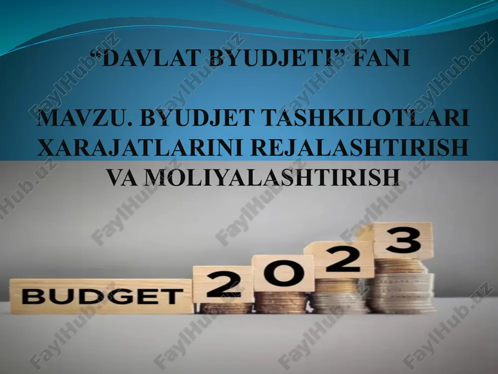 byudjet tashkilotlari xarajatlarini rejalashtirish va moliyalashtirish — PPTX