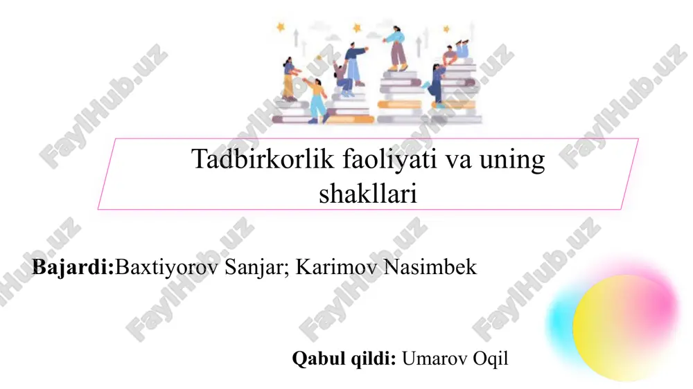 tadbirkorlik faoliyati va uning shakllari slayd — PPTX
