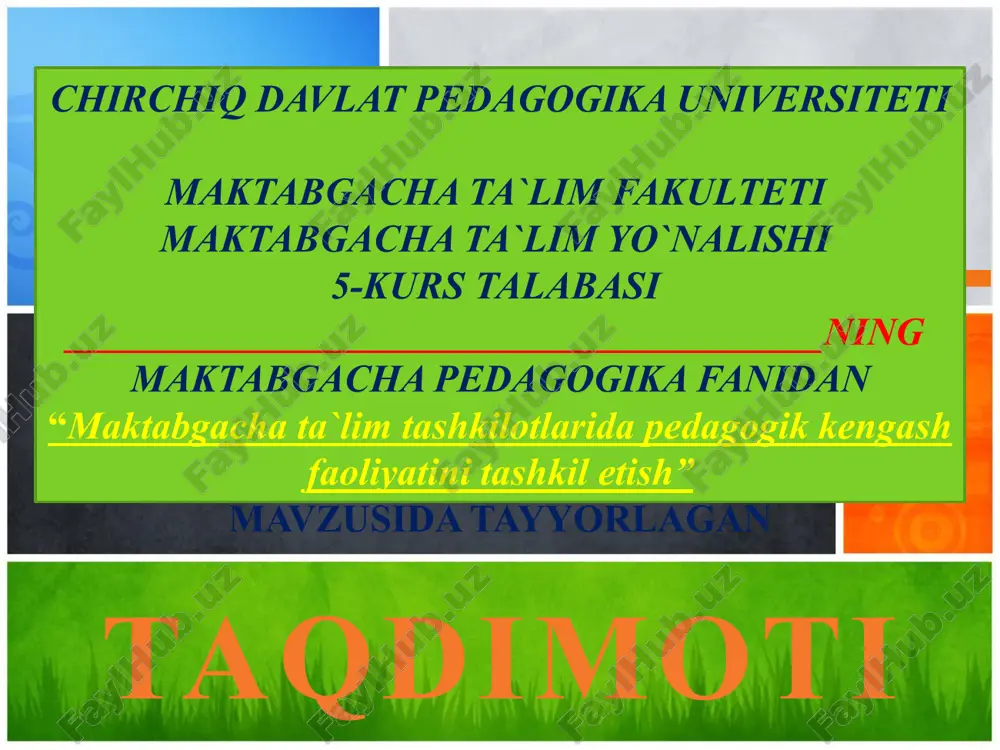 maktabgacha ta`lim tashkilotlarida pedagogik kengash faoliyatini tashkilotish — PPTX