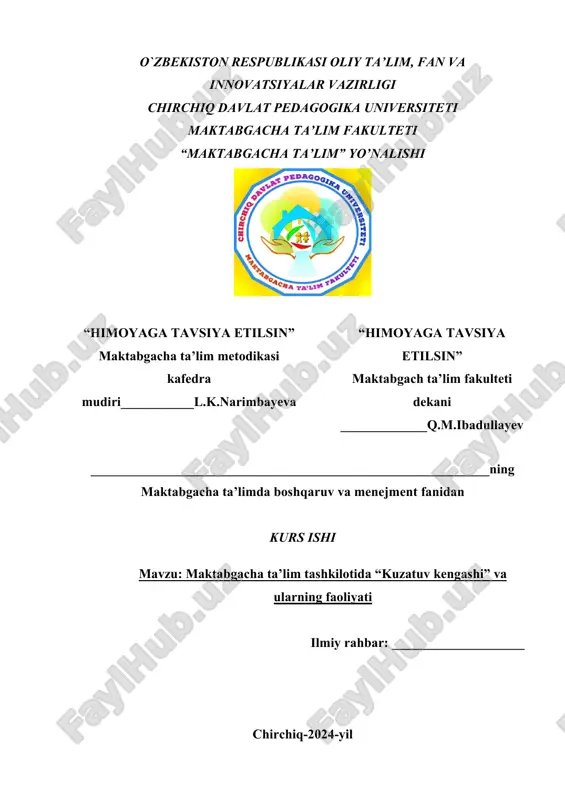 maktabgacha ta'lim tashkilotida “kuzatuv kengashi” va ularning faoliyati — DOCX