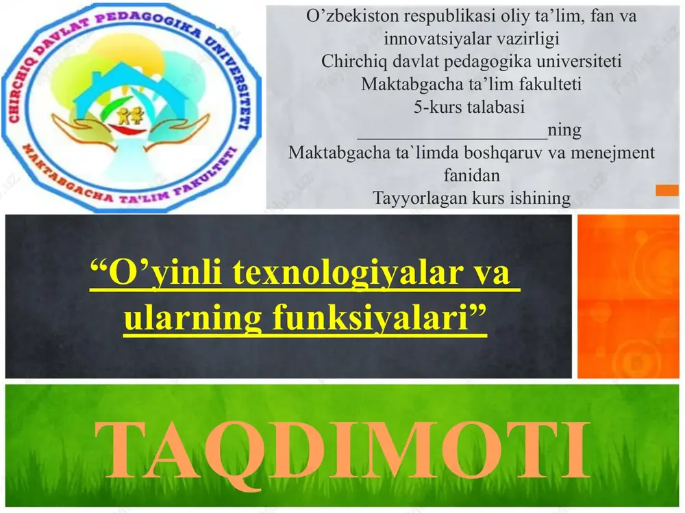 o’yinlitexnologiyalarvaularningfunksiyalari — PPTX
