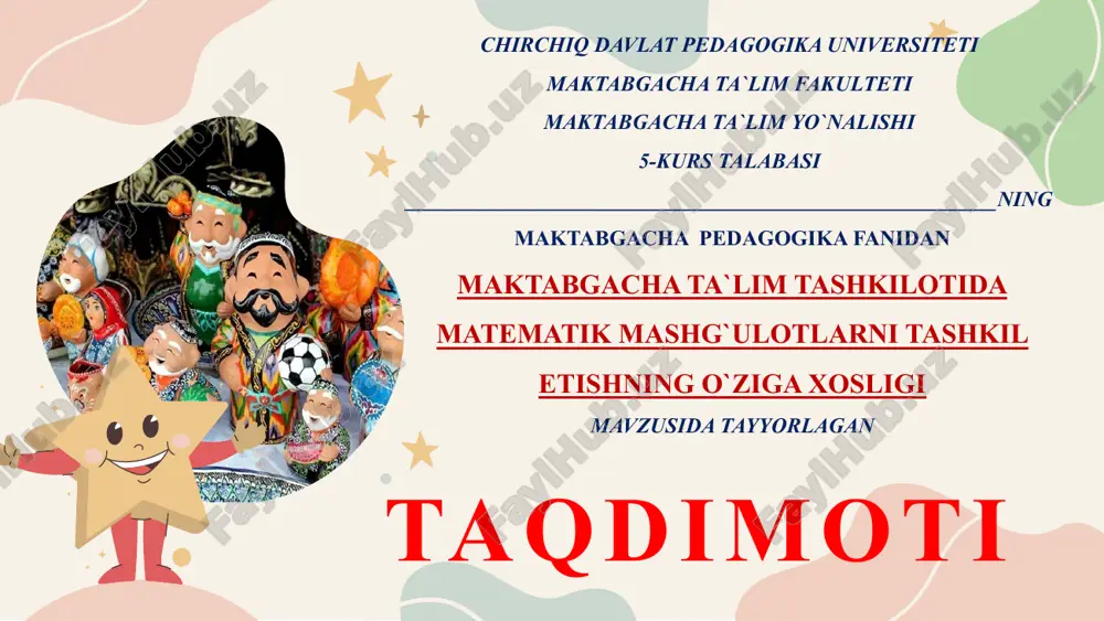 matematik mashg'ulotlar tashkiloti — PPTX