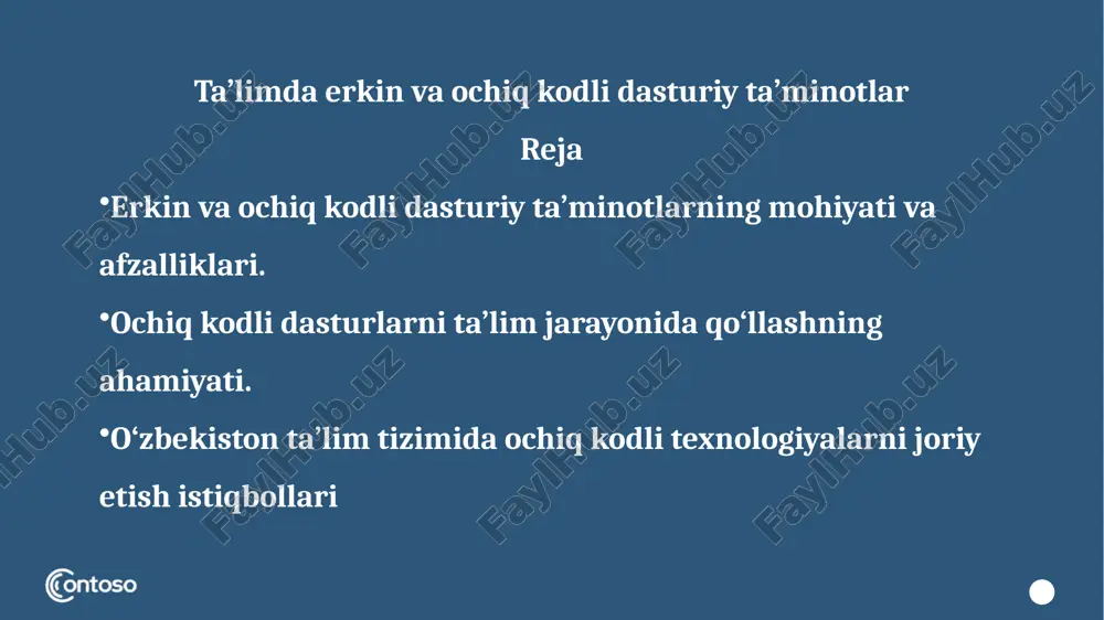 ta’limda erkin va ochiq kodli dasturiy ta’minotlar — PPTX