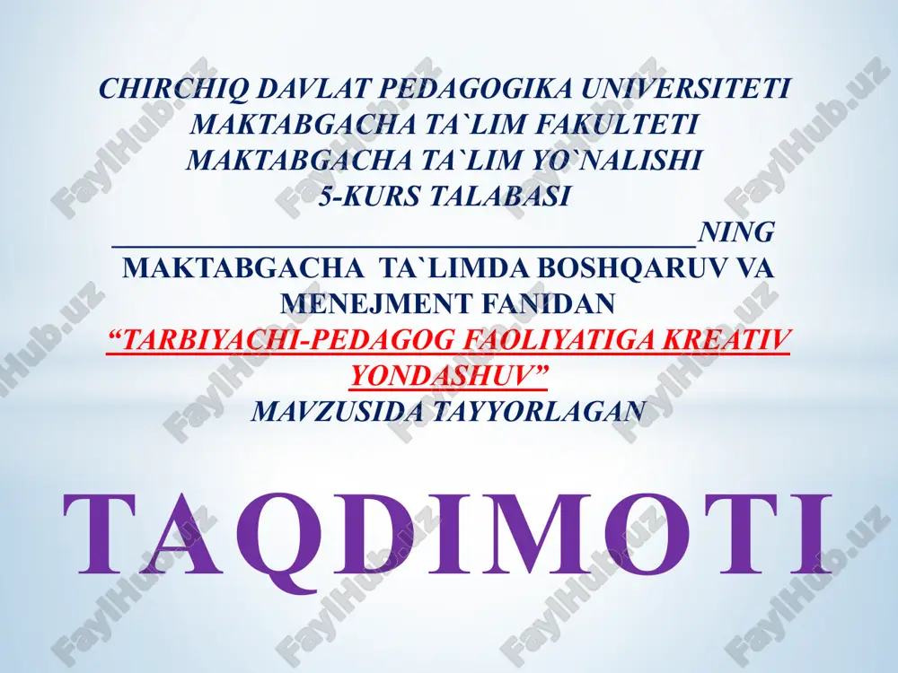 taqdimoti chirchiq davlat pedagogika universiteti — PPTX