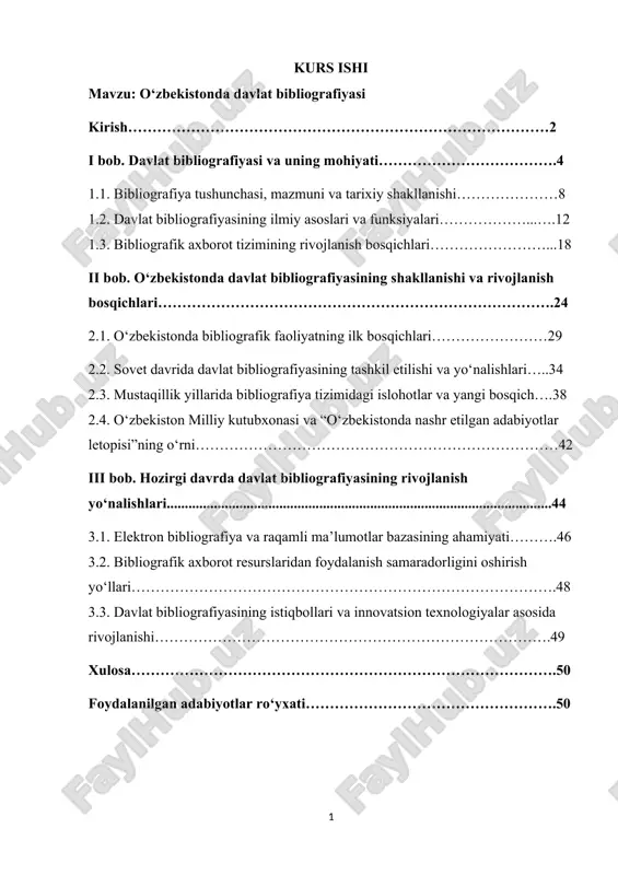 o‘zbekistonda davlat bibliografiyasi — DOCX