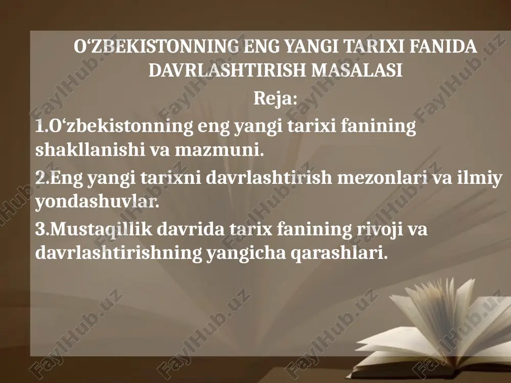 o‘zbekistonning eng yangi tarixi fanida davrlashtirish masalasi — PPTX