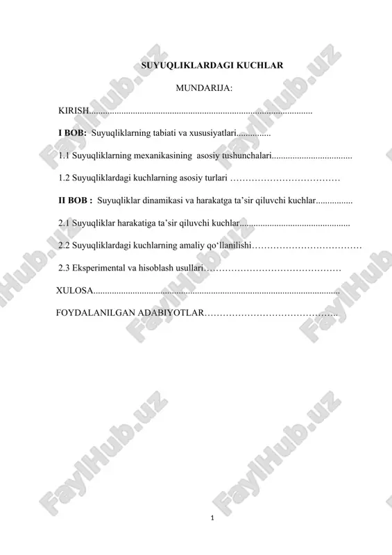 suyuqliklardagi kuchlar — DOCX