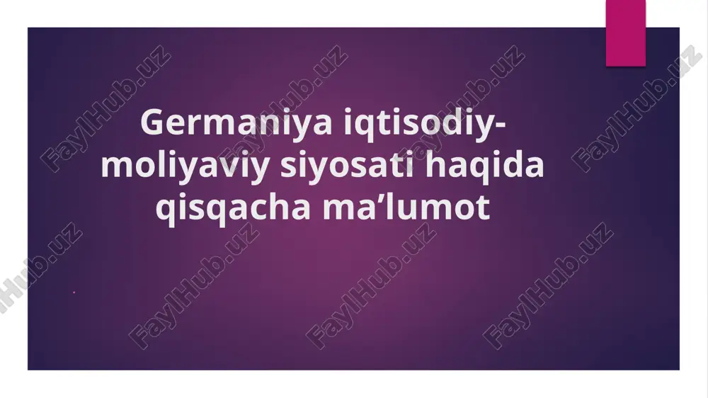 germaniya iqtisodiy-moliyaviy so'roqchasi — PPTX