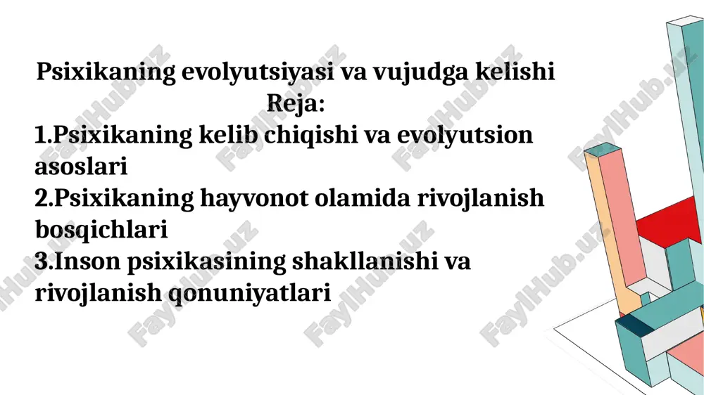 psixikaning evolyutsiyasi va vujudga kelishi — PPTX