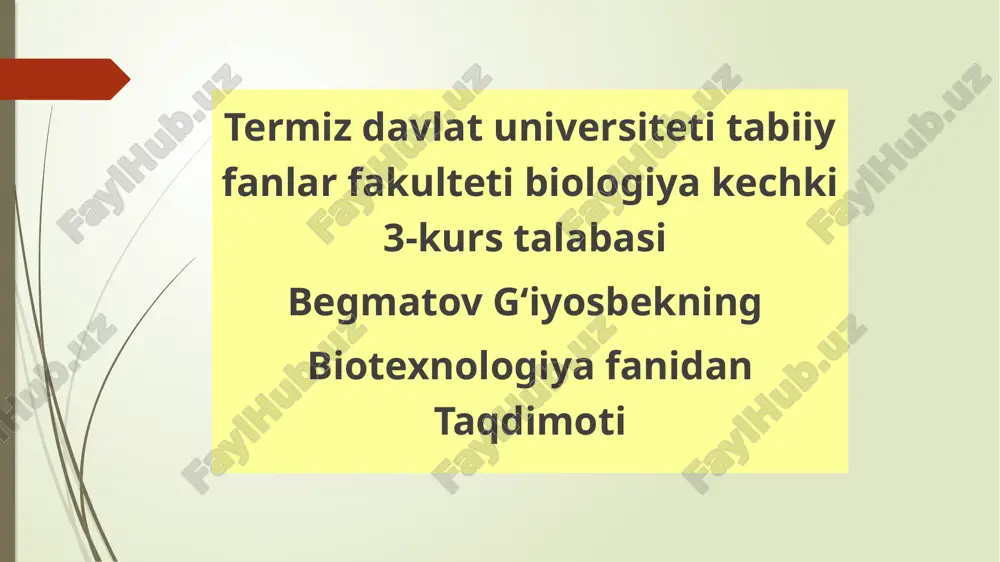 biotexnologiya fanidan taqdimoti — PPTX