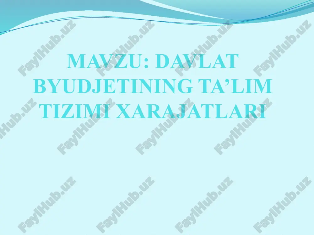 davlat byudjetining ta’lim tizimi xarajatlari — PPTX