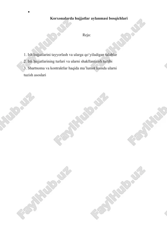 korxonalarda hujjatlar aylanmasi bosqichlari — DOCX