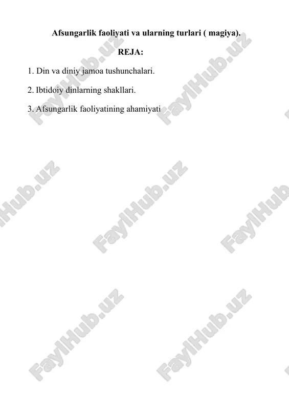 din va diniy jamoa tushunchalari — DOCX