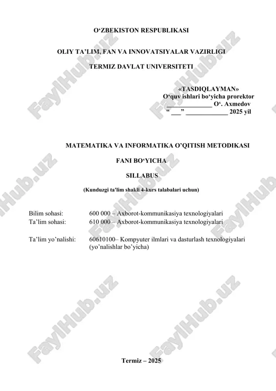 matematika va informatika o’qitish metodikasi — DOCX