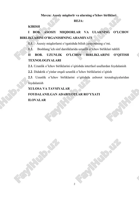 asosiy miqdorlr va ularning o’lchov birliklari — DOCX