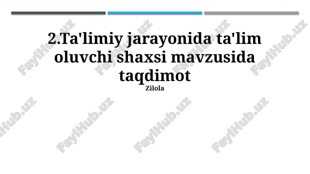 talabaning shaxsiyati ta'lim jarayonida — PPTX