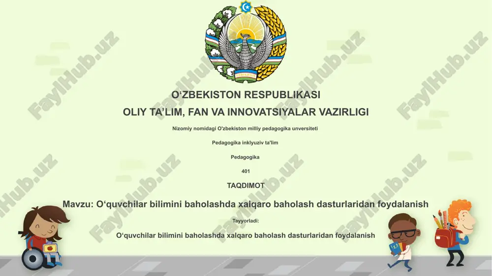 o‘quvchilar bilimini baholashda xalqaro baholash dasturlaridan foydalanish — PPTX