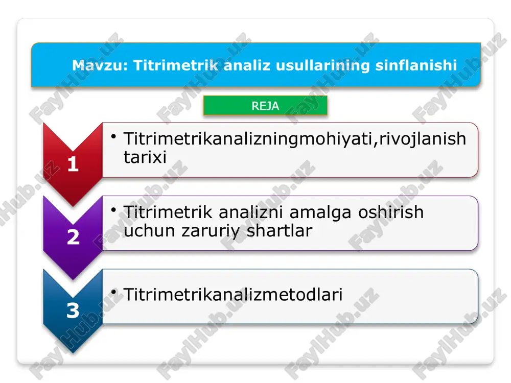 titrimetrik analiz usullarining sinflanishi — PPTX