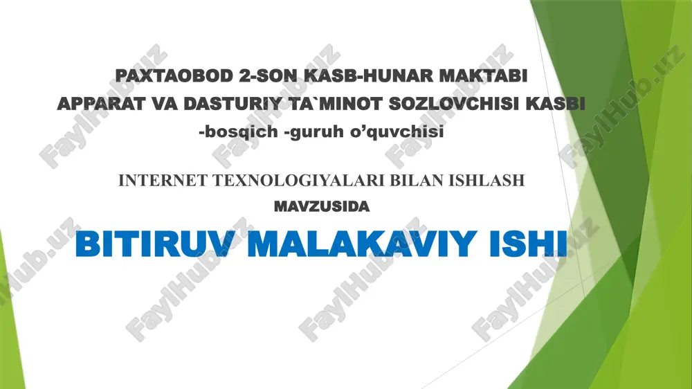 internet texnologiyalari bilan ishlash — PPTX
