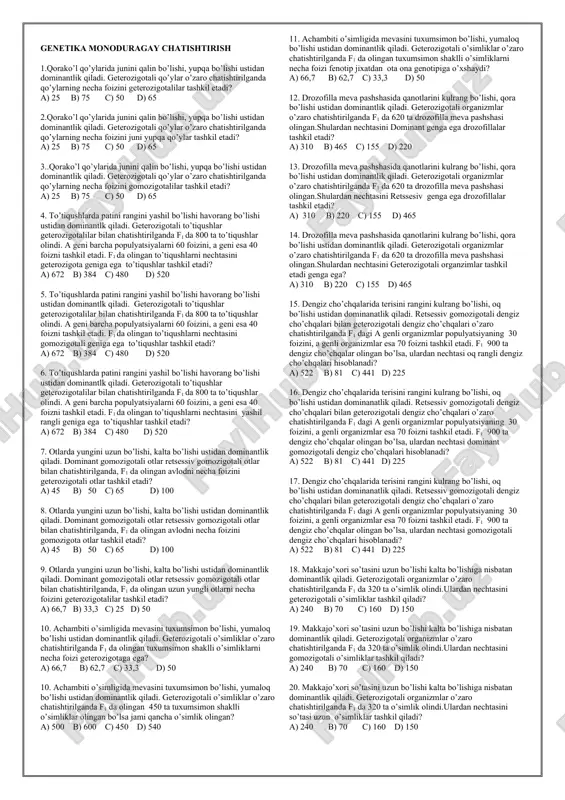 genetika 500 ta test — DOCX