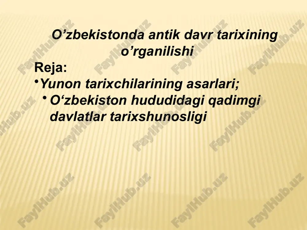 o’zbekistonda antik davr tarixining o’rganilishi — PPTX