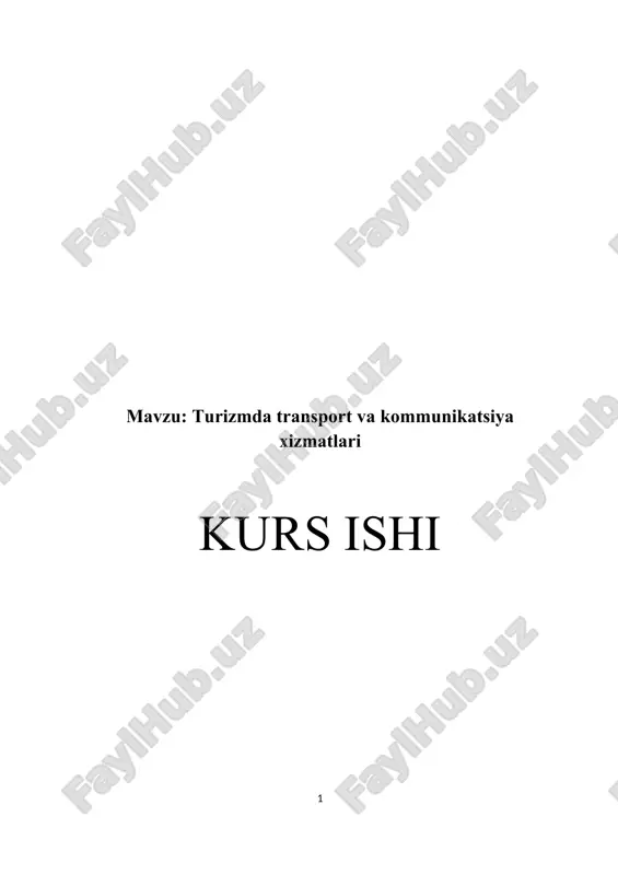 turizmda transport va kommunikatsiya xizmatlari — DOCX