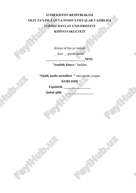optik analiz metodlari — DOCX