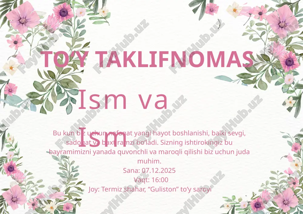 to‘y taklifnomas — PPTX