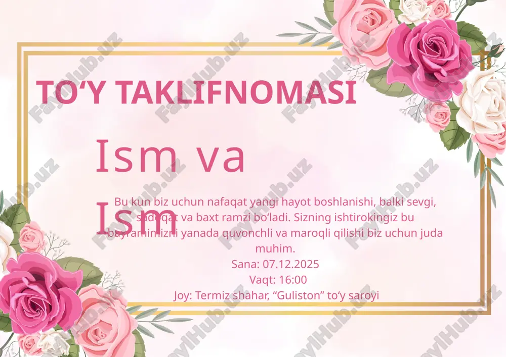 to‘y taklifnomasi — PPTX