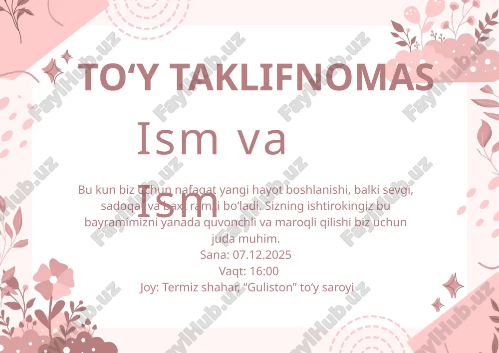 to‘y taklifnomas — PPTX