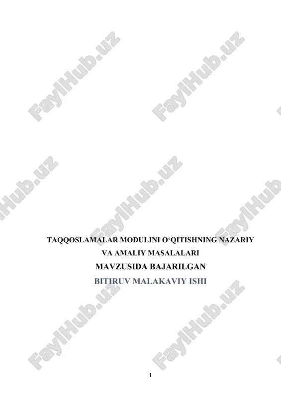 taqqoslamalar modulini o‘qitishning nazariy va amaliy masalalari bmi — DOCX