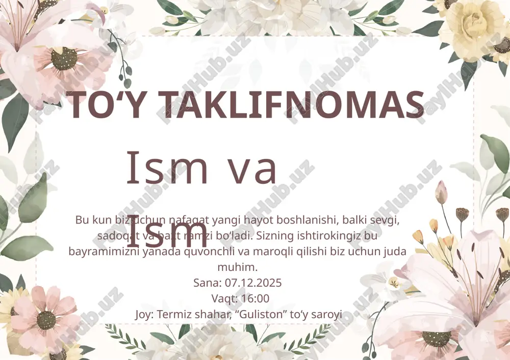 to'y taklifnomas — PPTX