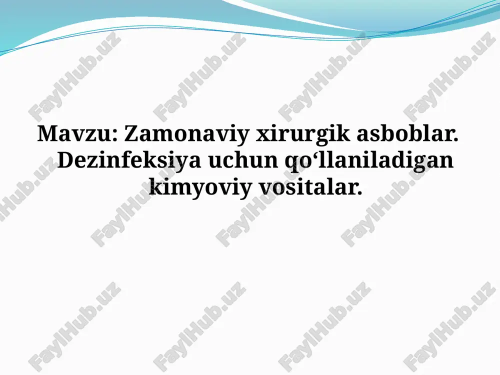 dezinfeksiya uchun qo'llaniladigan kimyoviy vositalar — PPTX