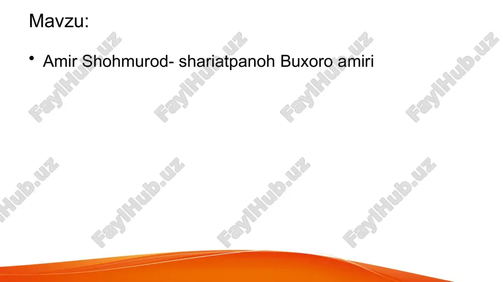 amir shohmurod-shariatpanoh buxoro amiri — PPTX