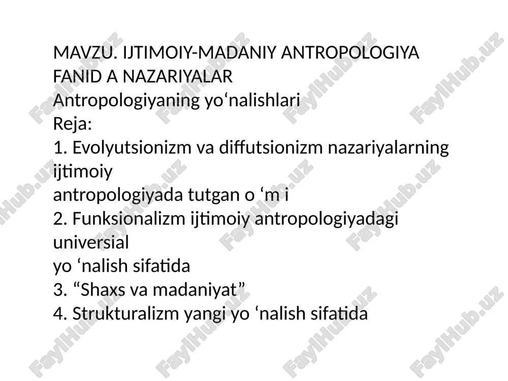 ijtimoiy-madaniy antropologiya fanid a nazariyalar — PPTX