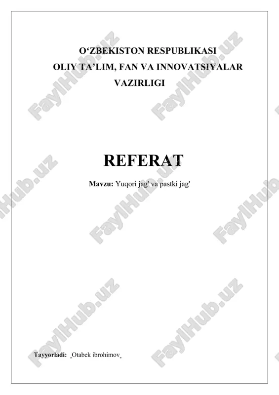yuqori jag' va pastki jag' — DOCX