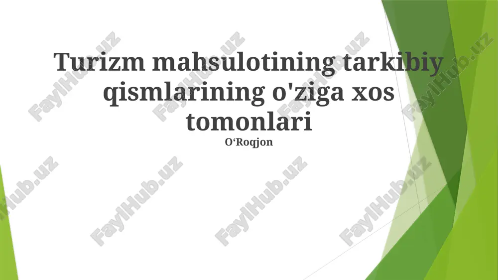 turizm mahsuloti — PPTX