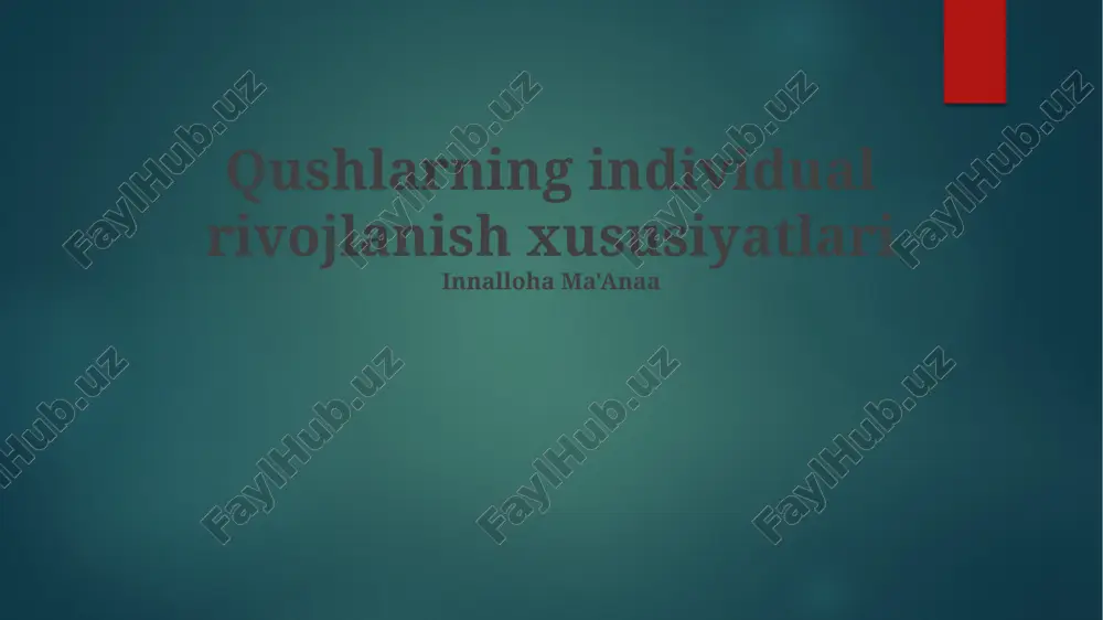 qushlarning individual rivojlanish xususiyatlari — PPTX