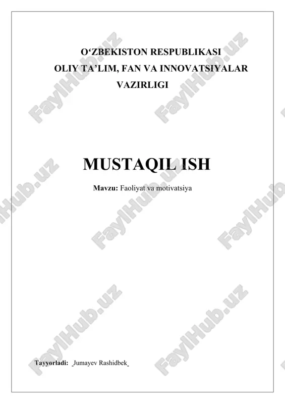 faoliyat va motivatsiya — DOCX