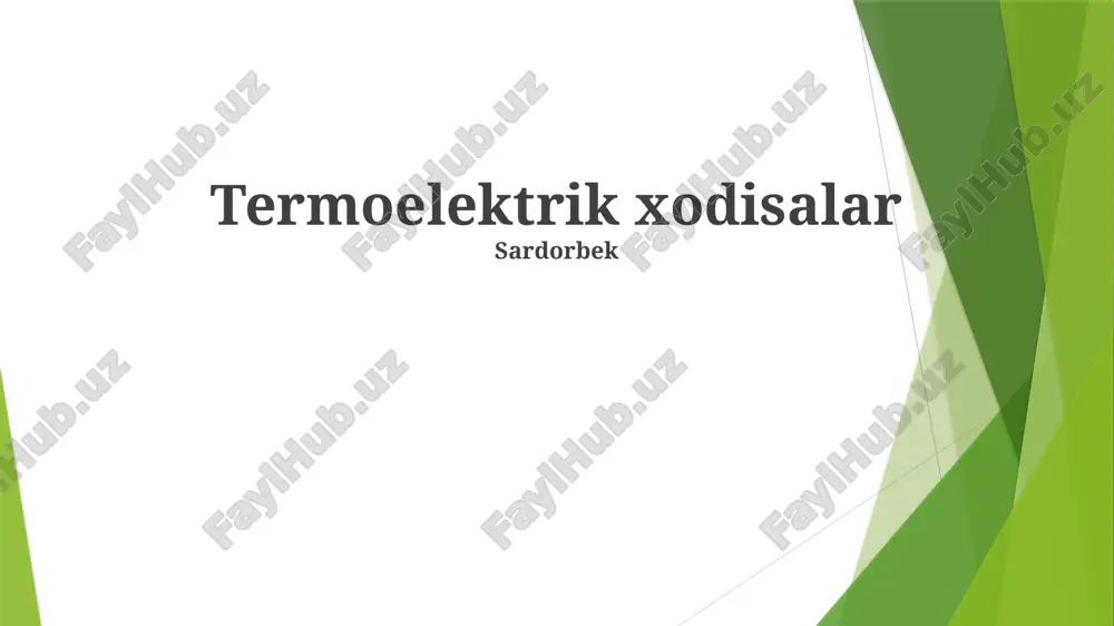termoelektrik xodisalar — PPTX