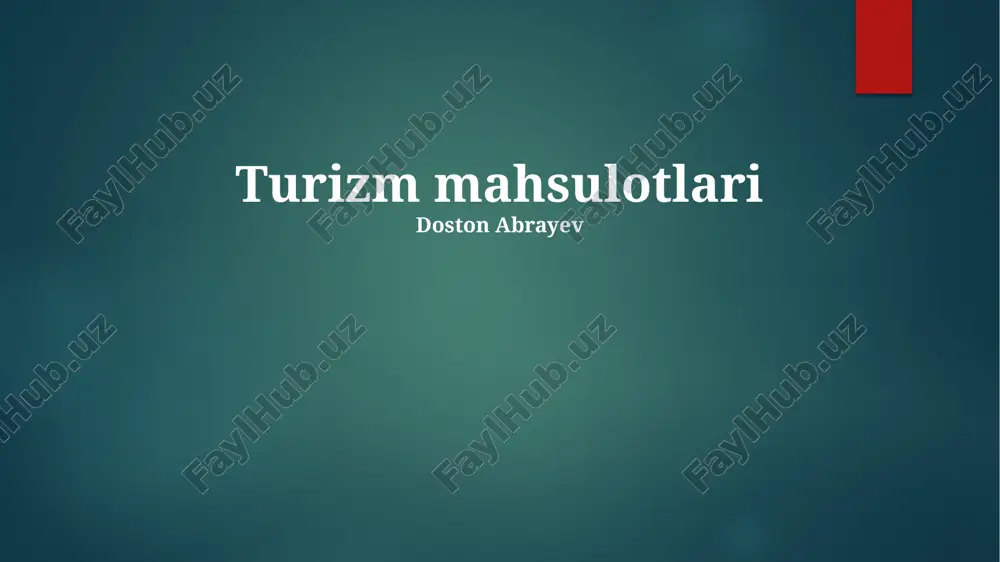 turizm mahsulotlari — PPTX